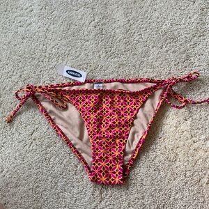 Pink, orange, red, and black bikini bottoms Old Navy with ties on side BNWT